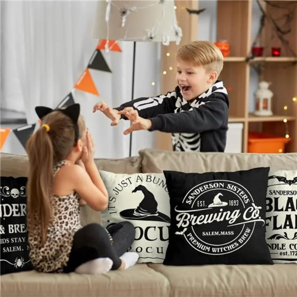 Set of 4‎ Halloween Pillow Covers 18x18 - Hocus Pocus Home/Farmhouse Decor